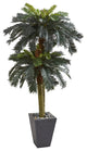 Nearly Natural 6' Double Sago Palm Artificial Tree Slate Finished Planter