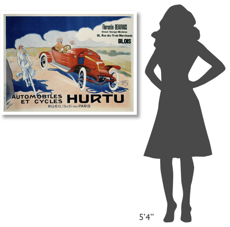 "Hurtu Automobiles et Cycles" Digital Paper Print by O'Galop, 42"x32"