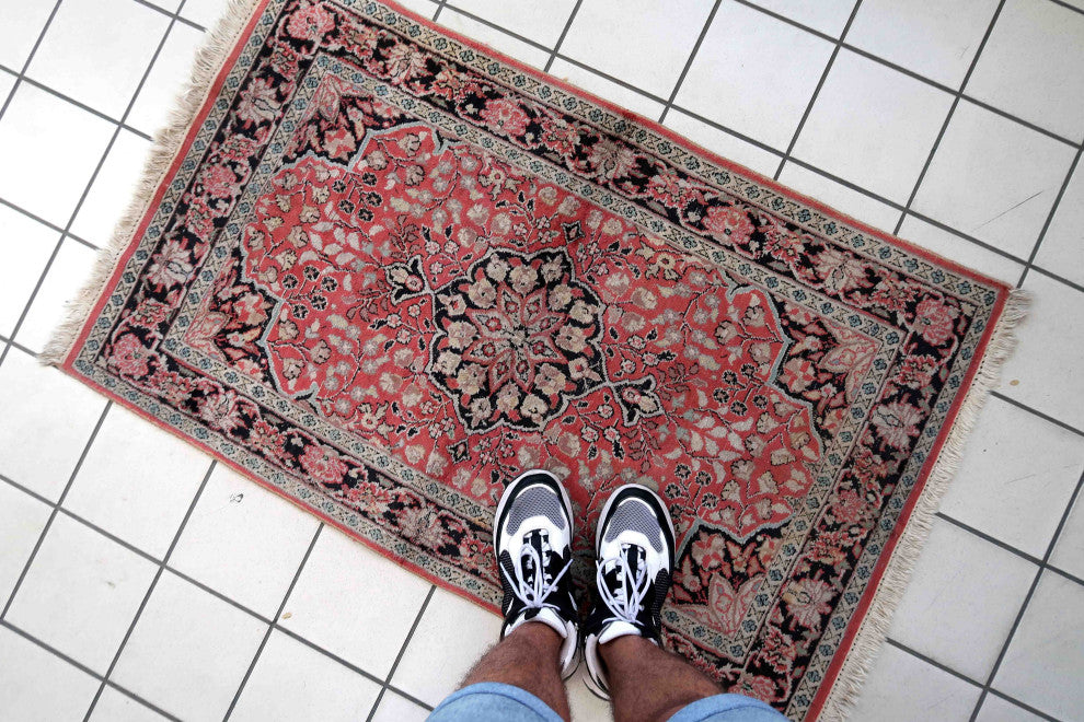 Handmade Vintage Persian Tabriz Kashmir Rug 2.5'x4.2', 78cmx129cm 1960s