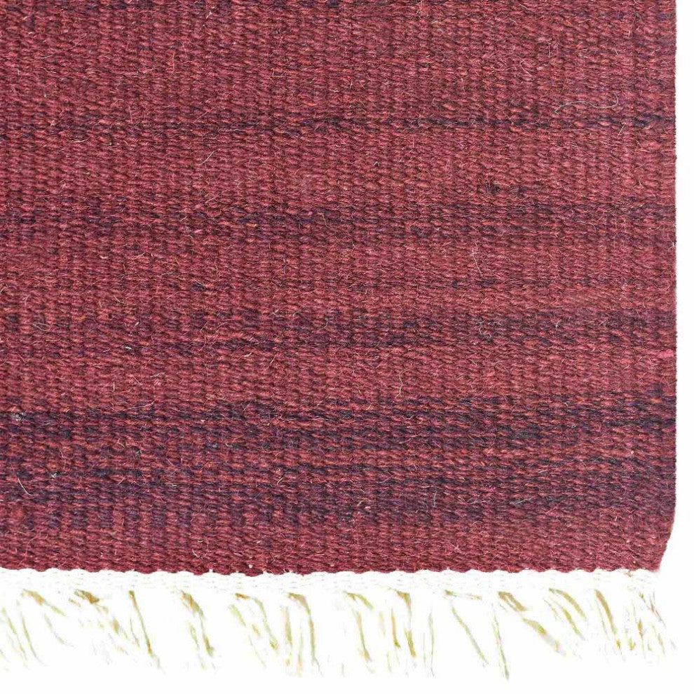 HAND WOVEN FLAT WEAVE KILIM WOOL ECO-FRIENDLY AREA RUGS-Solid,Dark Red