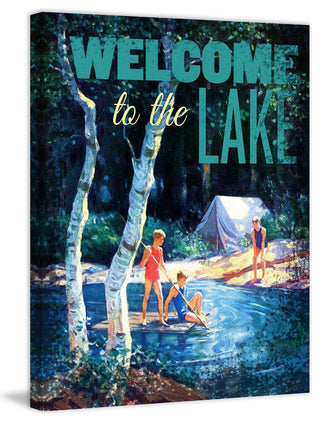 "Welcome to Lake" Painting Print on Wrapped Canvas