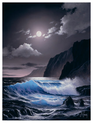 "Waves Under The Moon 6" by Anthony Casay, Canvas Art, 32"x24"