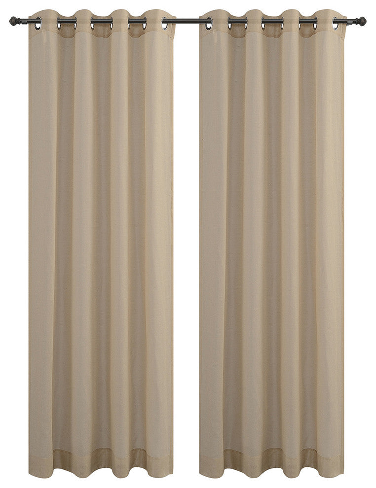 54"x84" Sahara, Set of 2, Linen Sheer Panels With Grommets, Stone