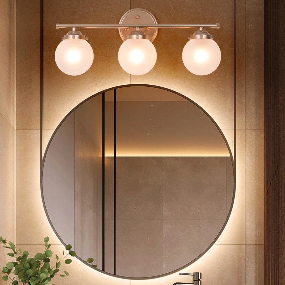 LALUZ 3-Light 20-in Gold with Frosted Glass Modern Bathroom Vanity Light