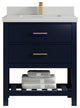 Parker 30 Single Sink Bath Vanity in Navy Blue  2" Carrara Quartz