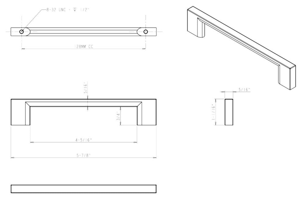 Jeffrey Alexander 635-128 Sutton 5-1/16" (128 mm) Center to - Satin Bronze