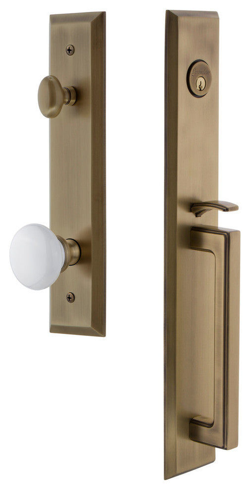 Fifth Avenue 1-Piece Dummy Handleset, D Grip and Hyde Park Knob, 849562