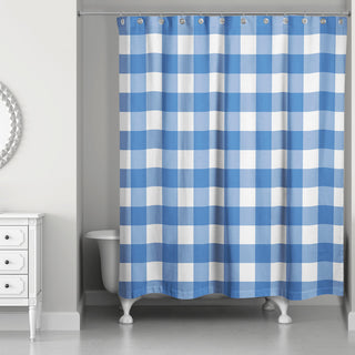 Light Blue Buffalo Check 71x74 Shower Curtain