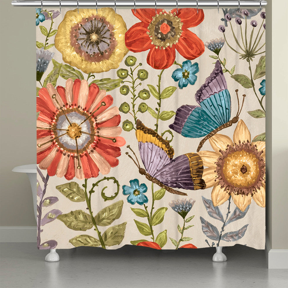 Laural Home Boho Butterfly Garden Shower Curtain