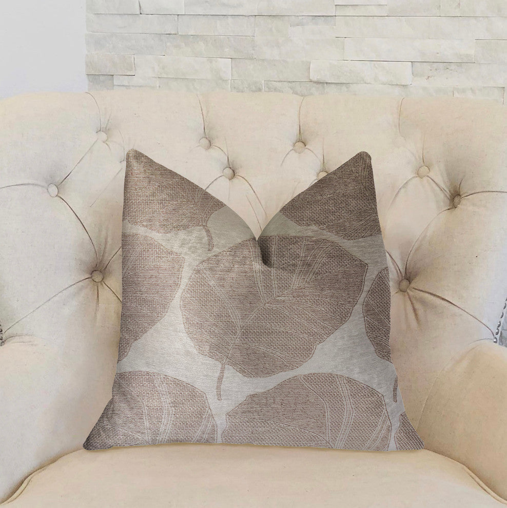 Pleasant Leaves Gray Luxury Throw Pillow, 20"x30" Queen