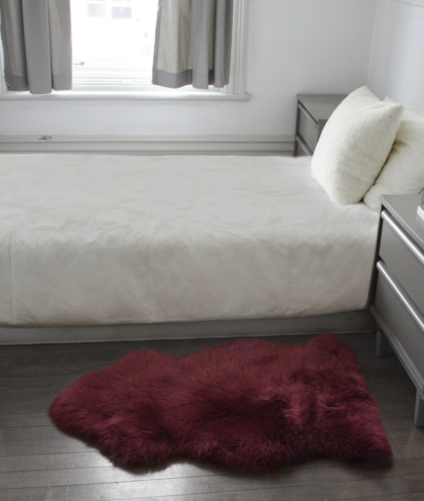 Milan Shearling Single Sheepskin Rug 2'x3', Logan Berry
