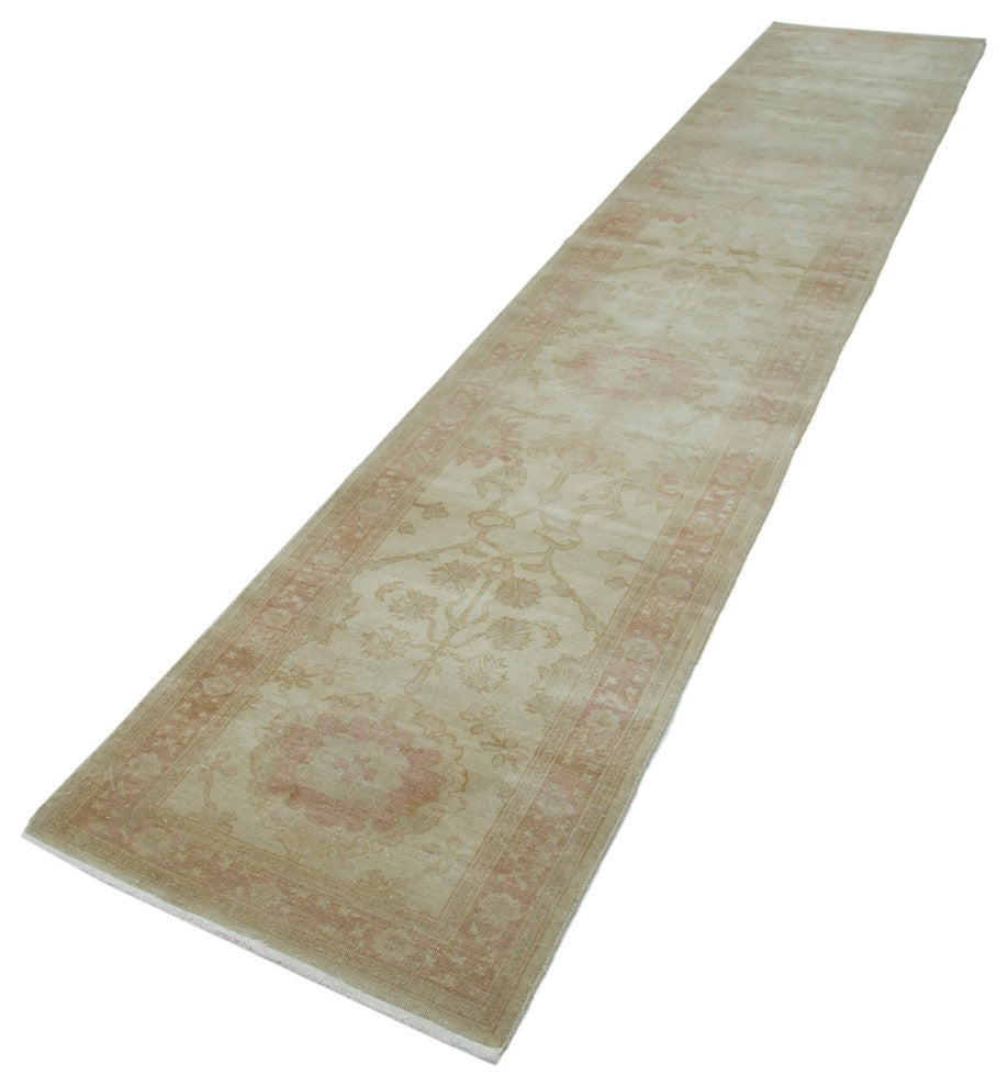 Rug N Carpet - Handmade Oriental 2' 6" x 13' 3" Runner Oushak Area Rug