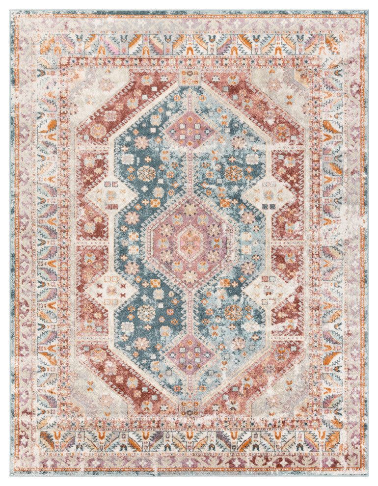 New Mexico NWM-2308 Rustic Rust/Blue 7'10"x10'3" Area Rug