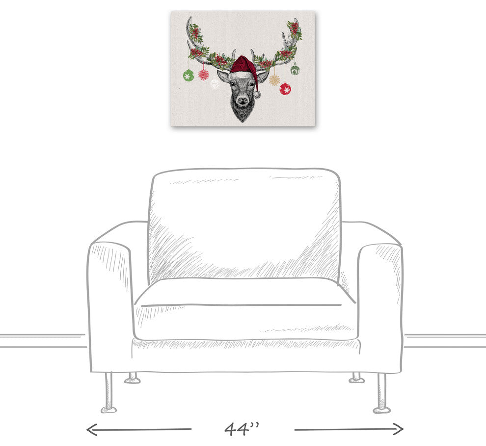 Christmas Deer Antler Ornaments 16x20 Canvas Wall Art