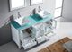 Bradford 60" Double Bathroom Vanity Set, White, Glass Top, Polished Chrome