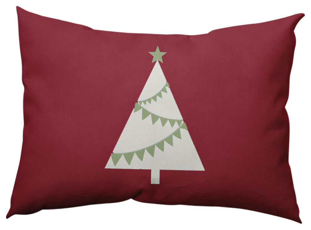 Garland Tree Decorative Throw Pillow, Brick Red, 14"x20"