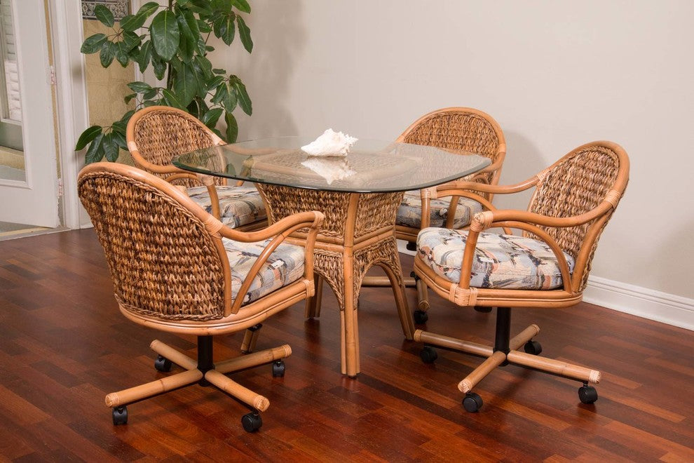 Panama Tilt Swivel Caster Chair In Antique Honey With Dum Dum Natural