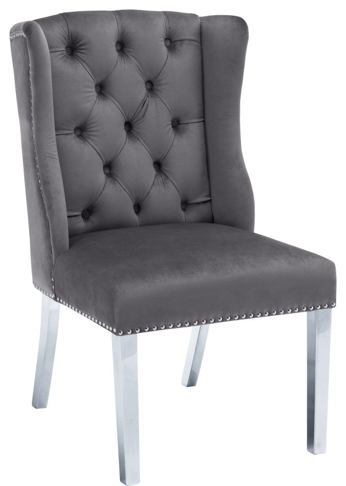 Suri Velvet Upholstered Dining Chair, Gray