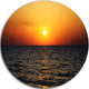 Sunset Panorama Under Sea Surface, Modern Seashore Round Wall Art, 11"
