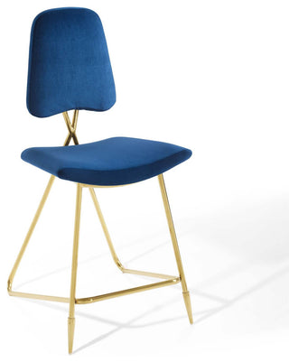 Ponder Counter Stool Performance Velvet Set of 2, Navy