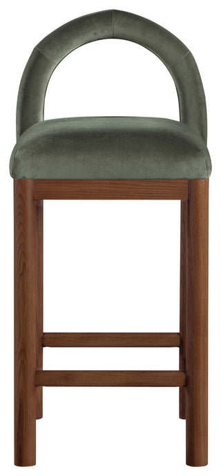 Conrad Upholstered Bar and Counter Stool, Green, Velvet, Brown