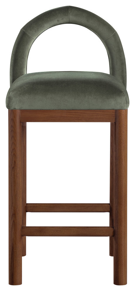 Conrad Upholstered Bar and Counter Stool, Green, Velvet, Brown
