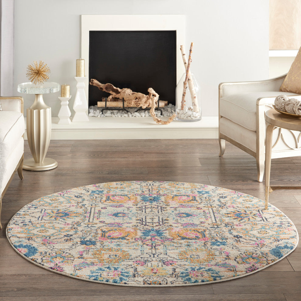 Nourison Passion 5' x Round Ivory/Multi Bohemian Indoor Area Rug