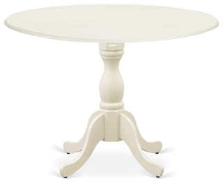 5Pc Dining Set, 1 Drop Leaves Table, 4 Dark Shitake Chair, Linen White