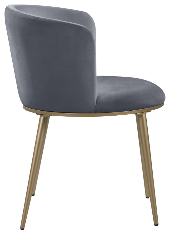 Skylar Dining Chair, Set of 2, Gray Velvet, Brushed Gold Iron Legs