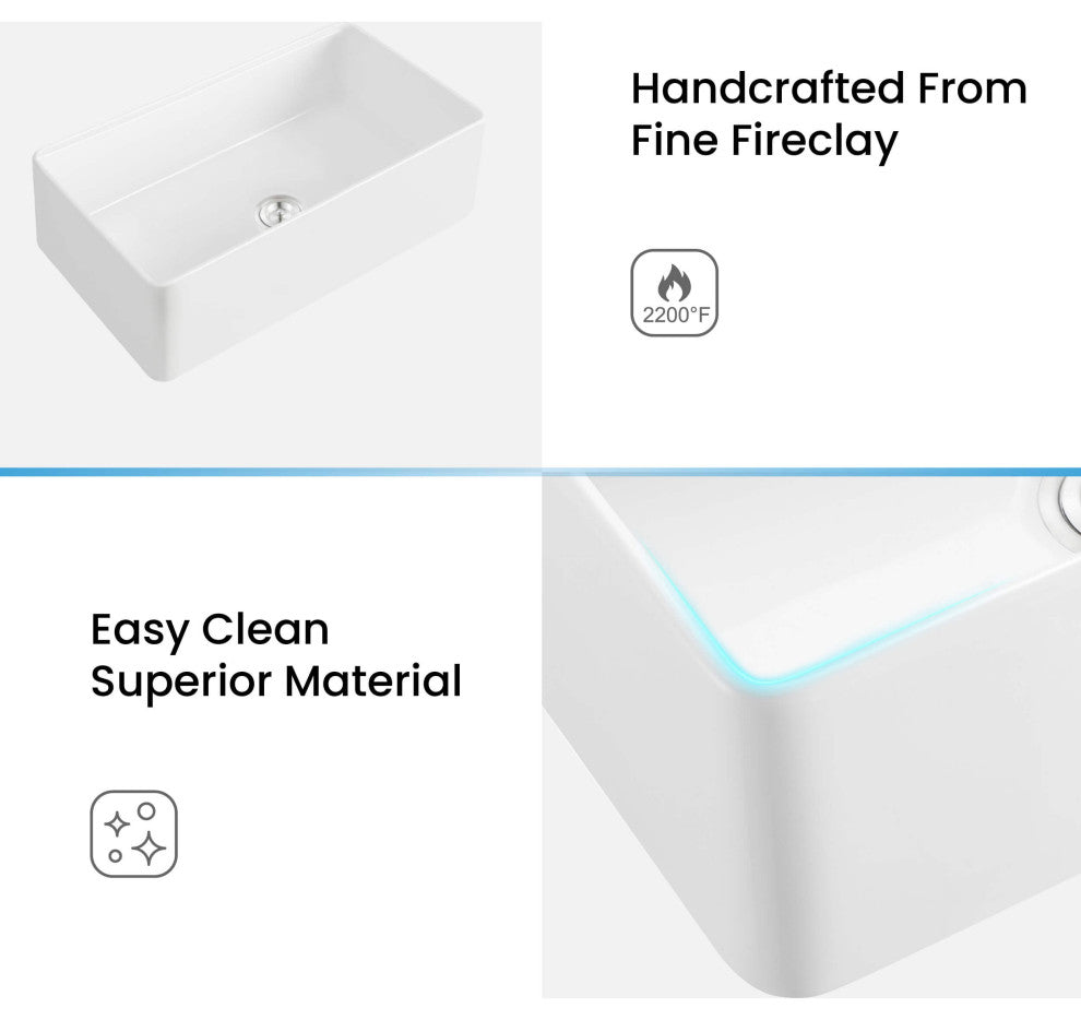 Pure 33"  Kitchen Farmhouse Fireclay Workstation Sink