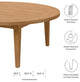 Lounge Coffee Table, Round, Brown Natural, Teak Wood, Modern, Outdoor Patio