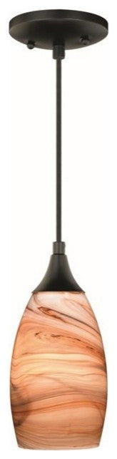 Milano 4.75" Mini Pendant Toffee Swirl Glass Oil Rubbed Bronze