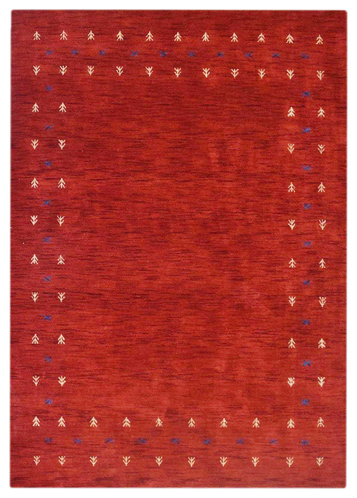 HAND KNOTTED LOOM WOOL ECO-FRIENDLY AREA RUGS - Rectangle, Red, Contemporary