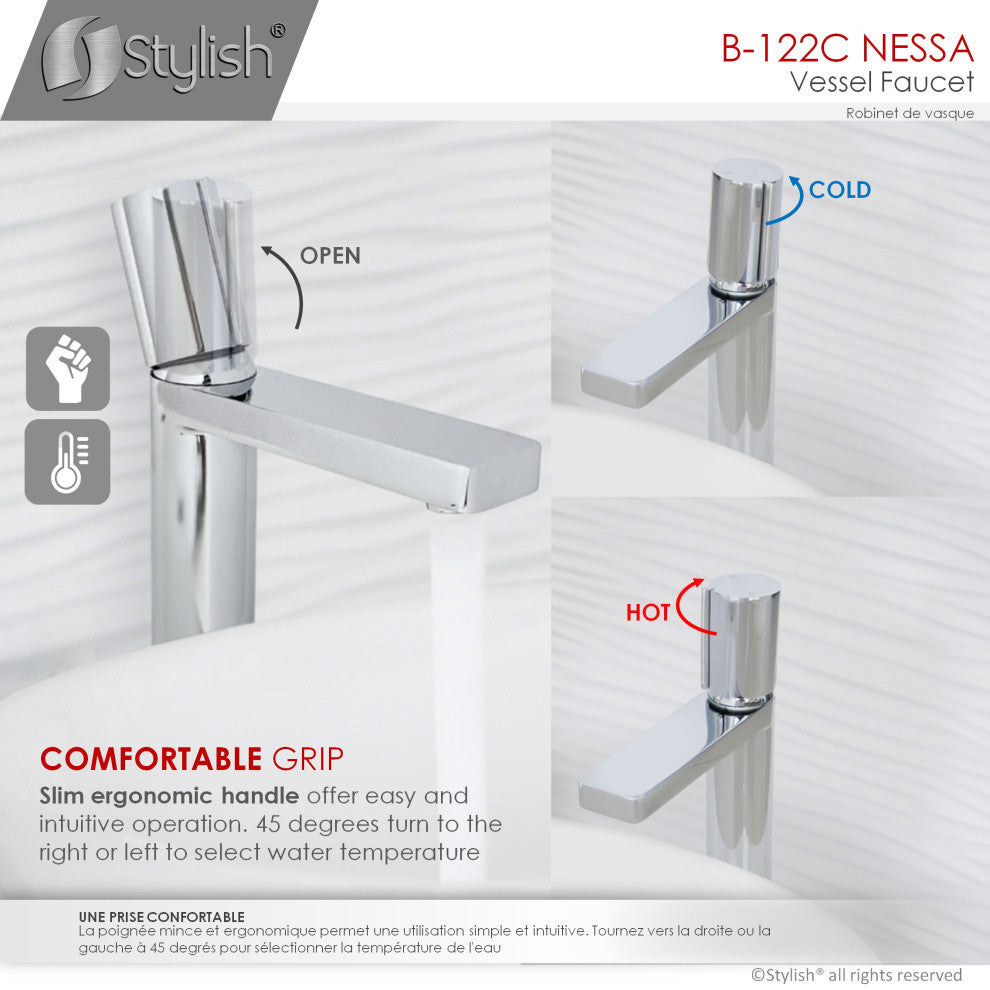 Single Handle Bathroom Vessel Sink Faucet, Polished Chrome Finish