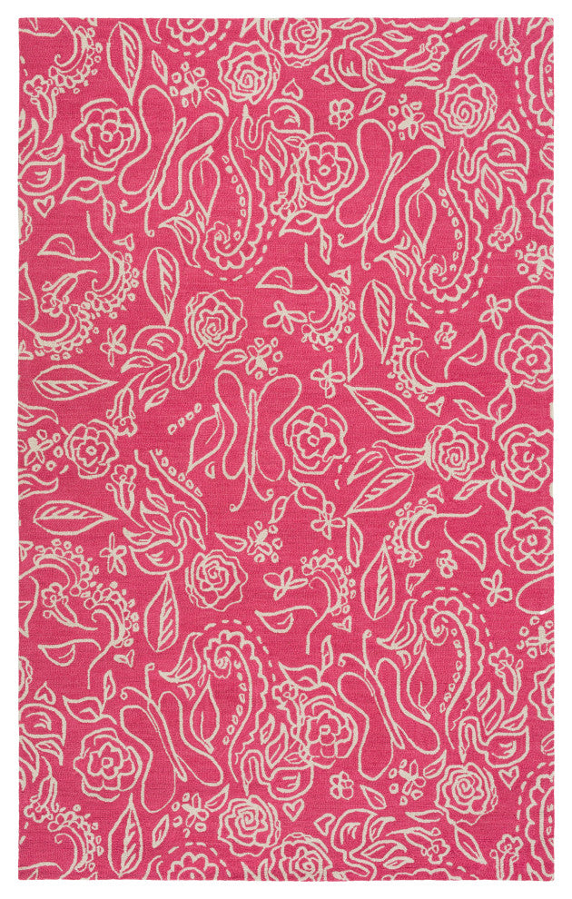 Surya Tic Tac Toe TCT-6006 7'6"x9'6" Rug, Bright Pink/Cream