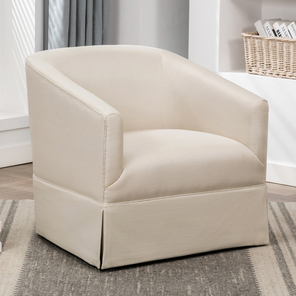 Elm Skirted Swivel Chair, Linen