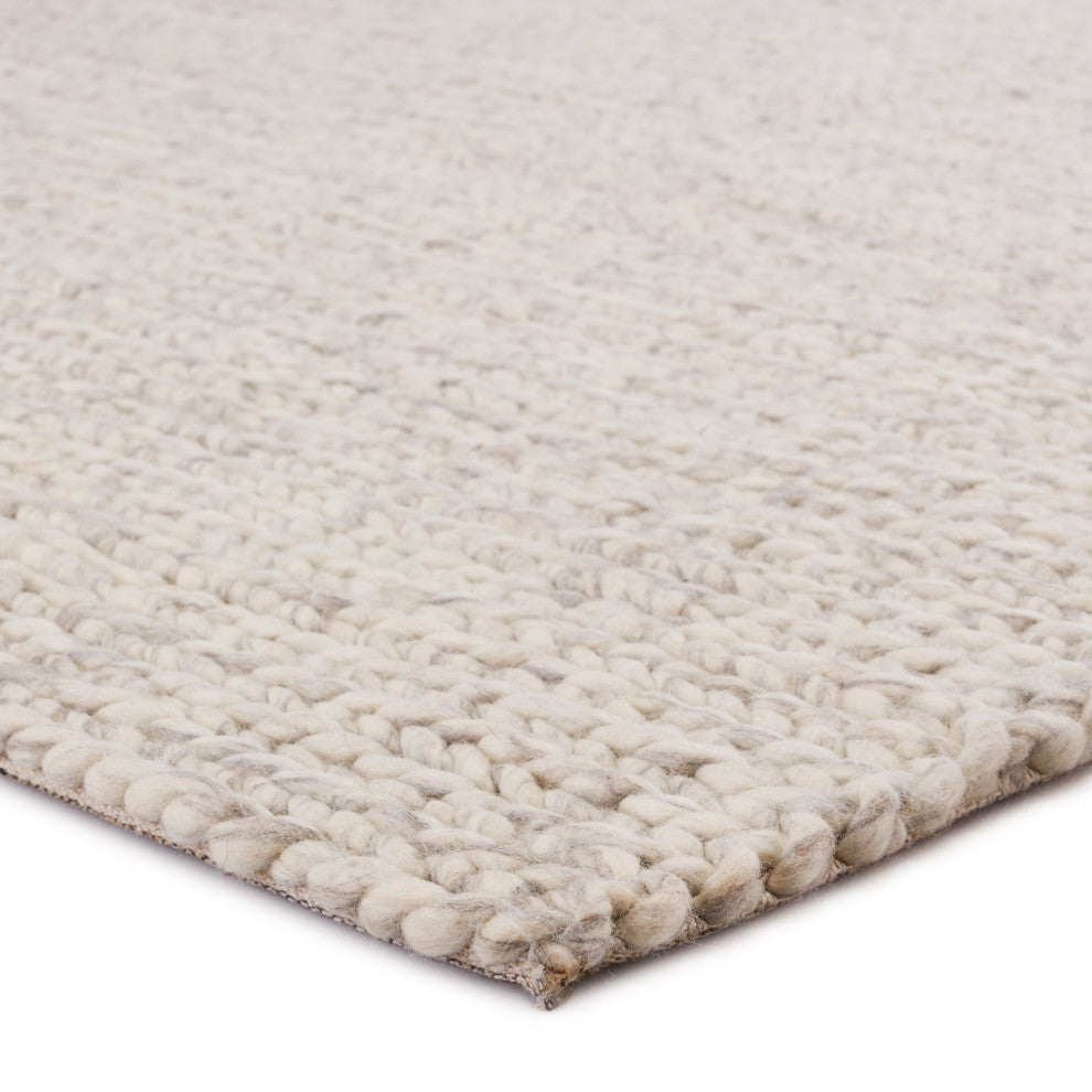Jaipur Living Braiden Handmade Solid Area Rug, Cream/Light Gray, 10'x14'