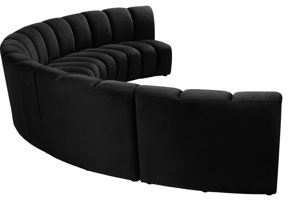 Infinity Channel Tufted Velvet Modular Chair, Black, 5 Piece