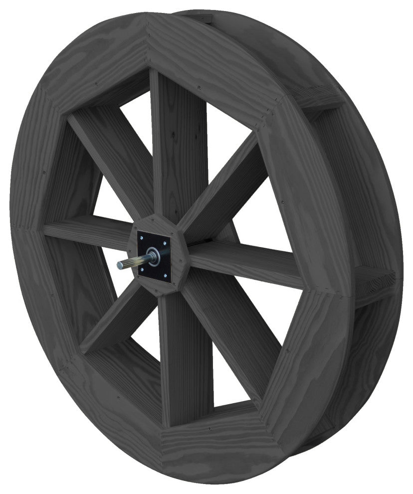 Pressure Treated Pine Waterwheel, Charcoal Stain, 36"