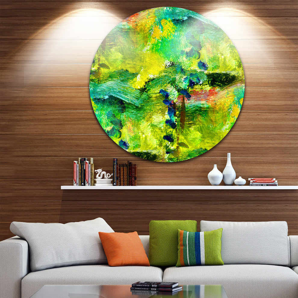 Africa Green Texture, Abstract Round Wall Art, 11"