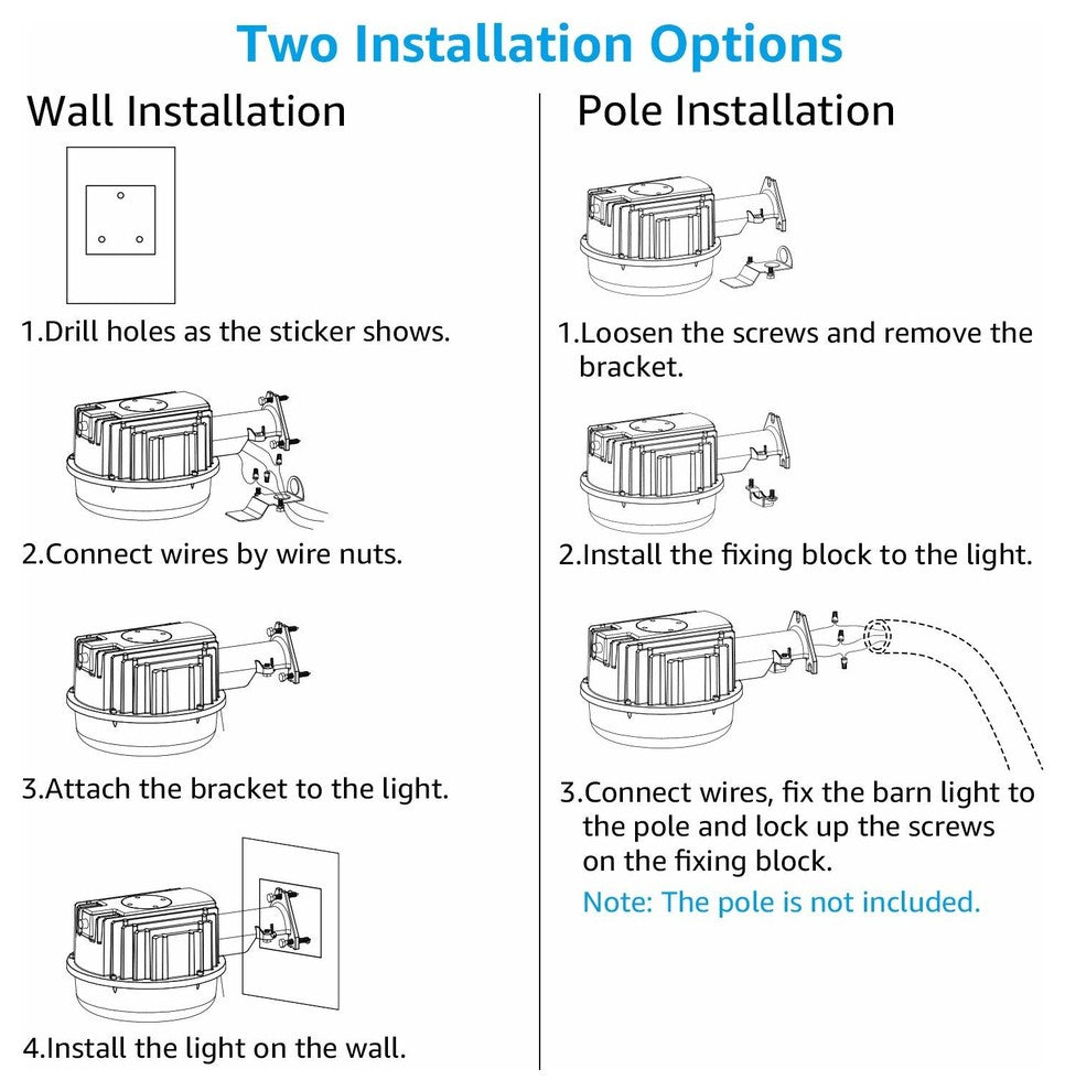Dusk to Dawn LED Outdoor Barn Light, 80W, 800W, 5000K Daylight