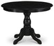 Kitchen Table, Wire Brushed Black Color Top, Asian Wood Table Pedestal Legs