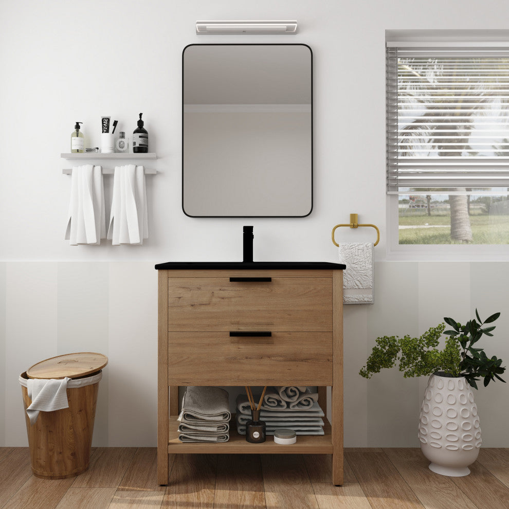 Plywood Freestanding Bath Vanity Set, Integrated Sink