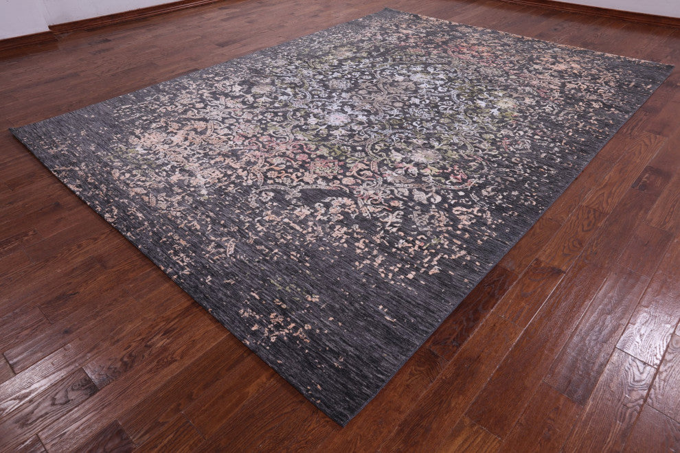 9' 0" X 12' 4" Wool and Silk Hand Knotted Modern Rug Q9243