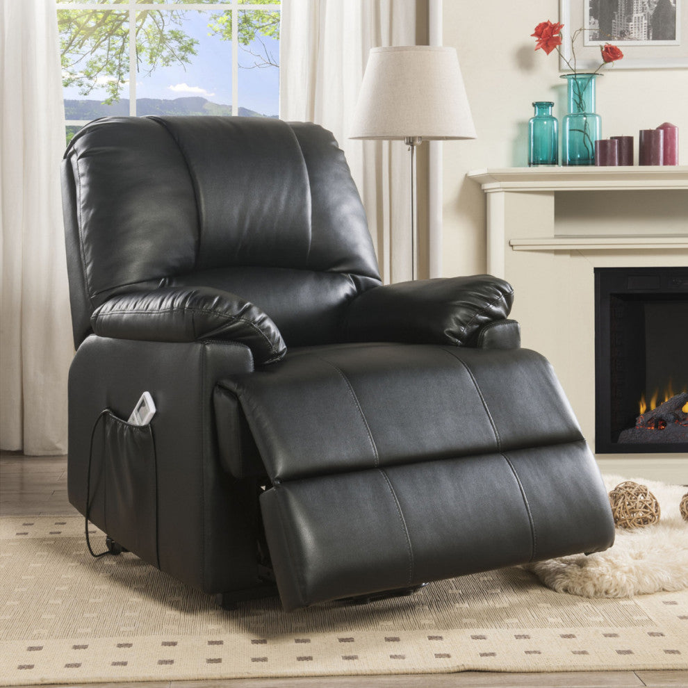 Black PU Upholstered Recliner With Power Lift and Massage