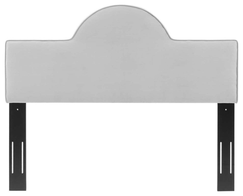 Headboard, Full Queen Size, Velvet, Light Gray, Modern Contemporary