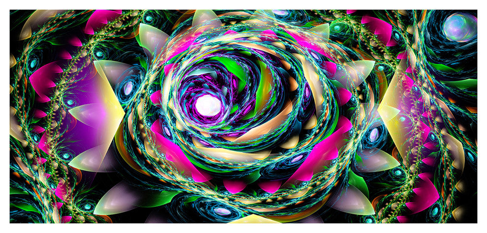 Colorful Exotic Whirlpool Flower, Large Floral Canvas Art Print, 60"x28"