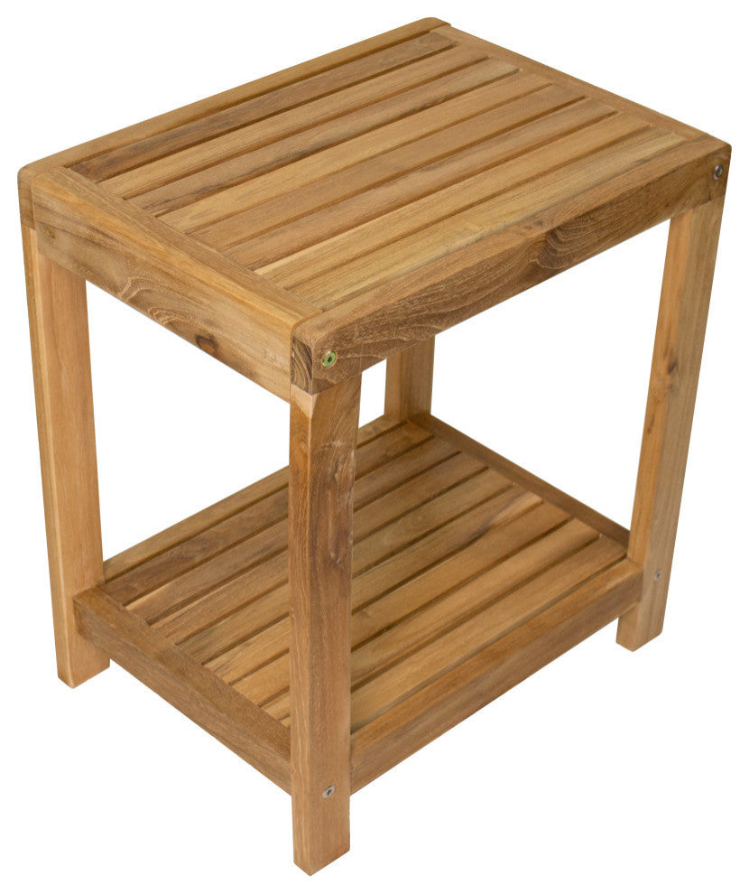 Nordic Style Natural Teak Spa Bench With Shelf "“ 18"³