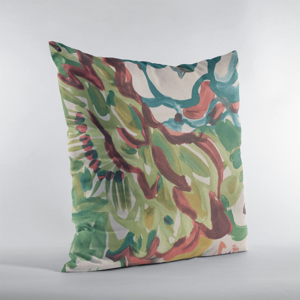 Plutus Blue Garden Graphic Print Luxury Throw Pillow, 24"x24"