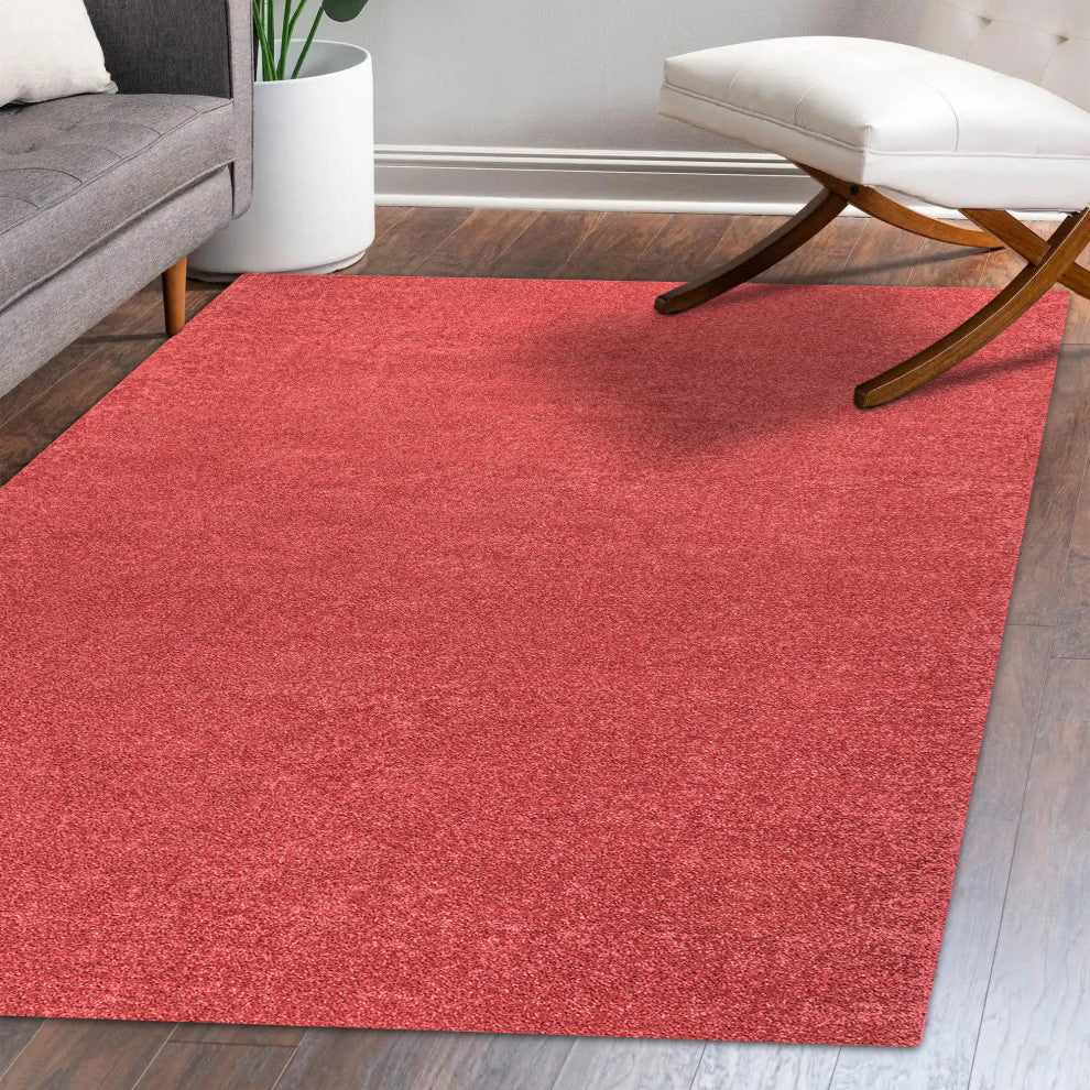 Haze Solid Low-Pile Red 9 ft. x 12 ft. Area Rug